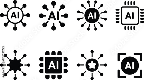 AI Icons Artificial Intelligence Symbols for Tech  Business