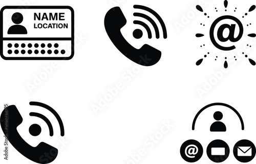 Various contact methods including business card, phone, email and social media
