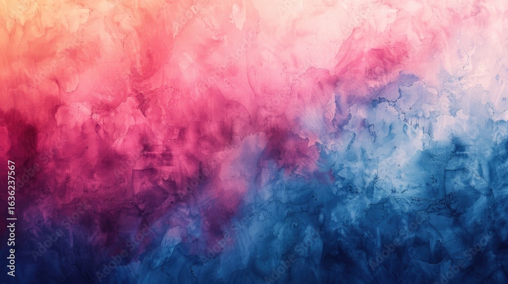 Obraz premium Abstract watercolor illustration featuring vibrant hues of pink, purple, and blue blending seamlessly, creating a dreamy and artistic background with soft textures and fluid patterns