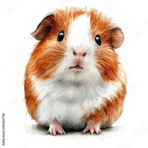 Guinea Pig, watercolor drawing vector, isolated on a white background.