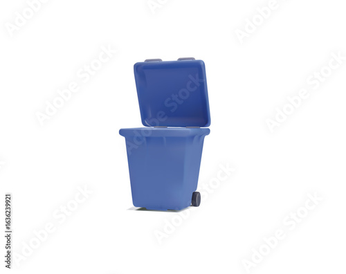 Blue Plastic Recycling Bin with Open Lid