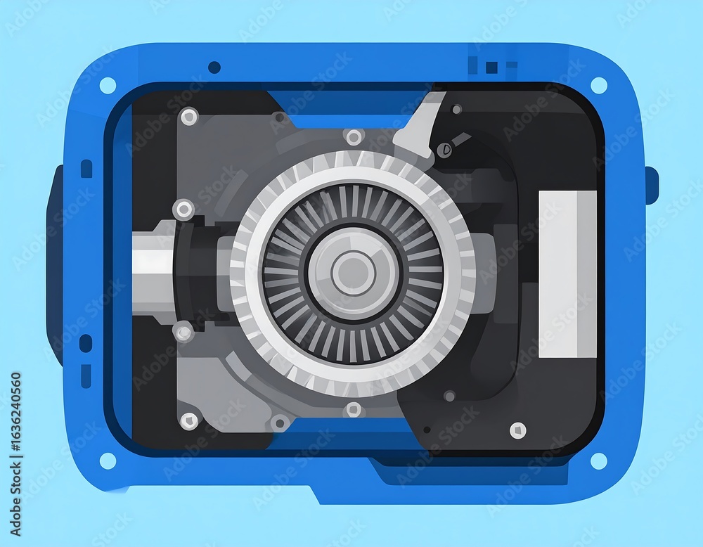 Fototapeta premium Engine housing, top-down view