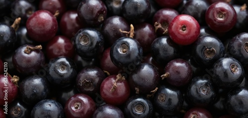 Wallpaper Mural Close-up macro photo of aronia or chokeberry berries. Freshly picked black ripe berries. Background of dark juicy fruit berries pile. Healthy food ingredient rich in vitamins. Torontodigital.ca