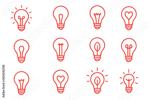 Lightbulb Icon Set, icons of bulbs, set of bulbs, bulbs, light bulb, bulbs icons, Bulb lamp icon, Electric lamp, light, innovation. Idea light bulb icon vector illustration