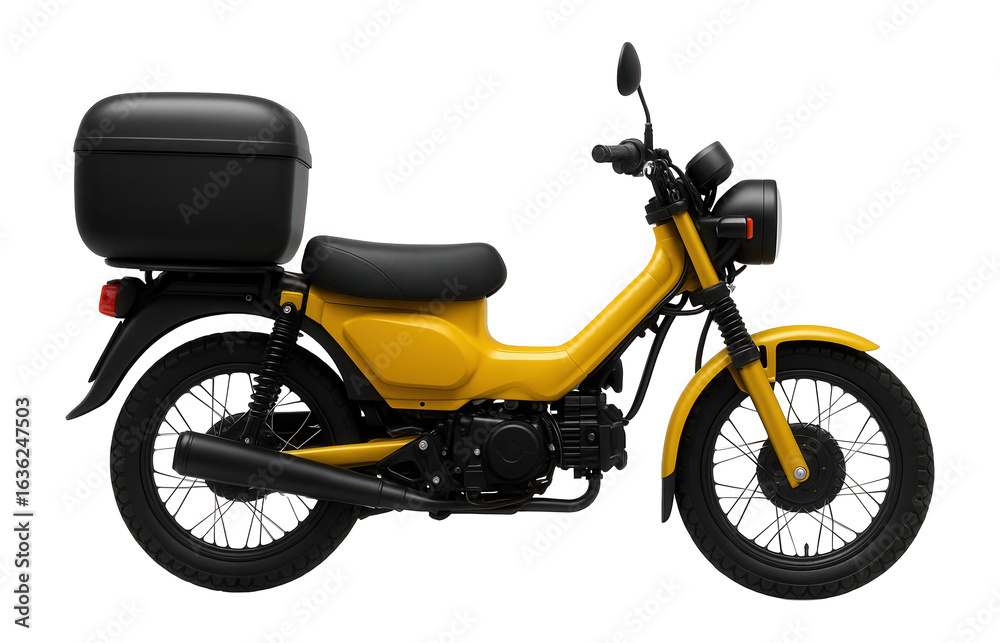 Fototapeta premium Single-seat postal motorcycle with rear parcel box mounted above the back wheel