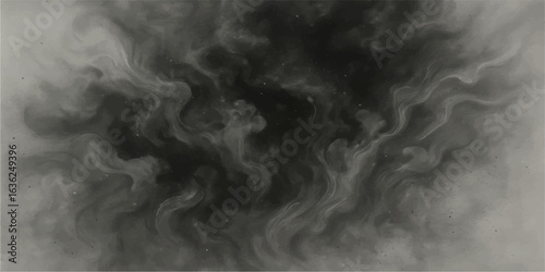 Abstract white smoke and mist swirling against a dark, cloudy background