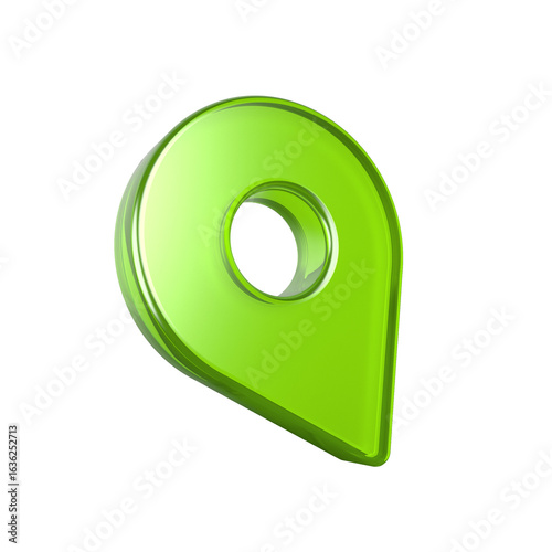 3D render localization pin icon on transparent background