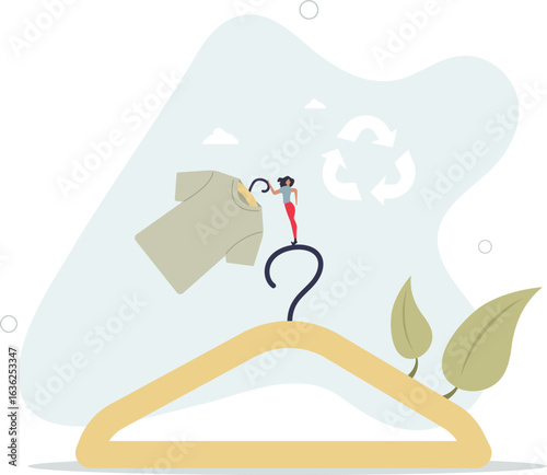 eco shopping concept. woman posing with hanger.human life.