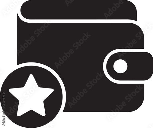 Vector Wallet Icon with Star Symbol: Premium Quality Sign for Finance, Rewards, and Loyalty Programs.