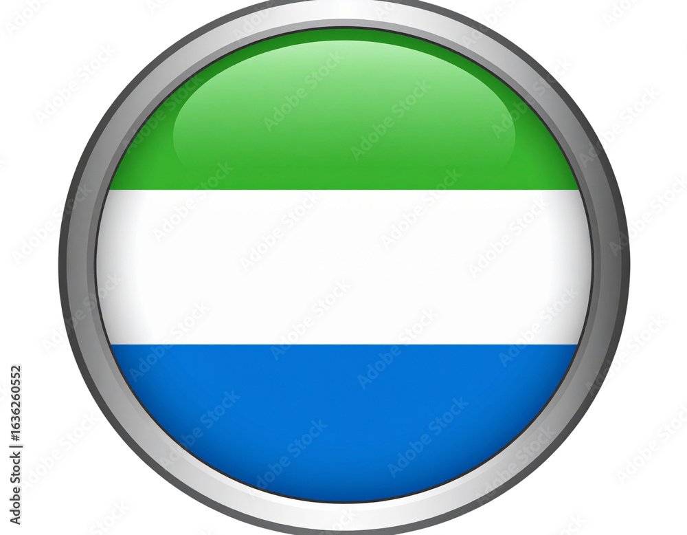 Fototapeta premium Sierra Leone Flag in Circular Button Badge Format, Glossy Finish