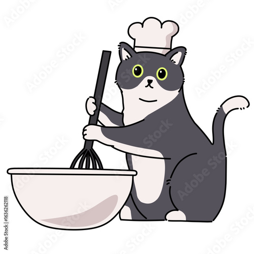 Chef cat vector cartoon illustration art.
