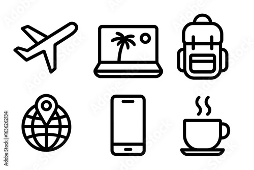 Travel essentials for an adventurous journey featuring technology and relaxation items