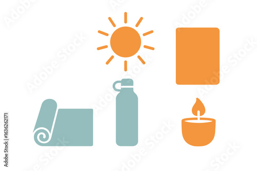 Essentials for a peaceful outdoor relaxation session in a warm sunny environment