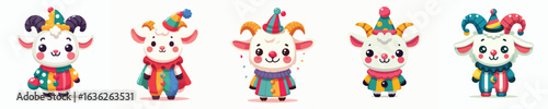 cute goat vector in clown costume