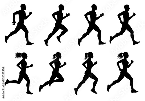 Wallpaper Mural Diverse Silhouettes of Male and Female Runners in Motion Capturing Athleticism and Healthy Lifestyles Torontodigital.ca