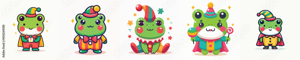 Obraz premium cute frog vector in clown costume