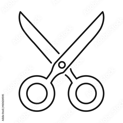 black scissors outline, open, cutting tool clip art preview