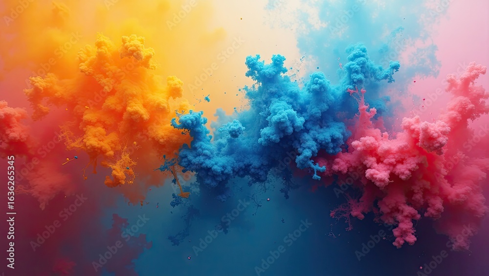 Fototapeta premium Vibrant swirling colors of mixed inks in water.