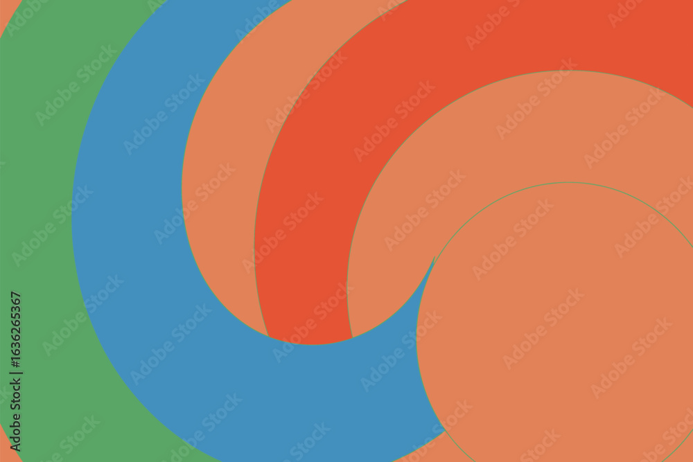 Fototapeta premium Abstract colorful circles overlapping creating a swirling pattern with green blue orange and red hues