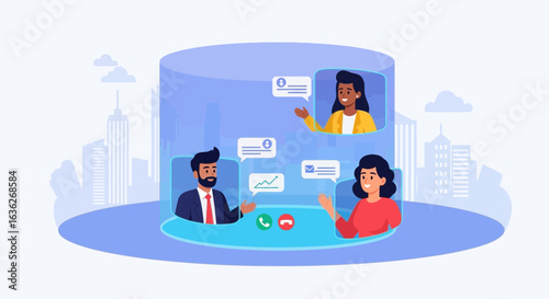 Virtual Meeting Communication Online Collaboration Business Conversation
