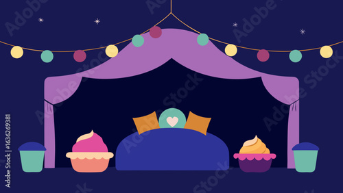 birthday slumber party pillow fort fairy lights