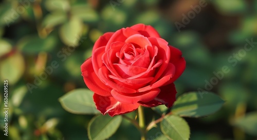 Vibrant Red Rose in Garden