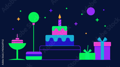 Glow party birthday celebration with UV lights