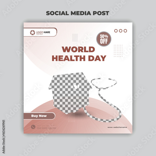 World Health Day Social Media Post with Medical Design Template