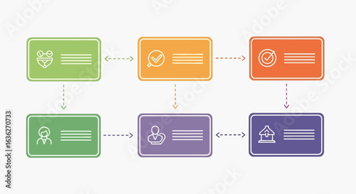 Process Flowchart Showing Tasks With Business Icons In Modern Design