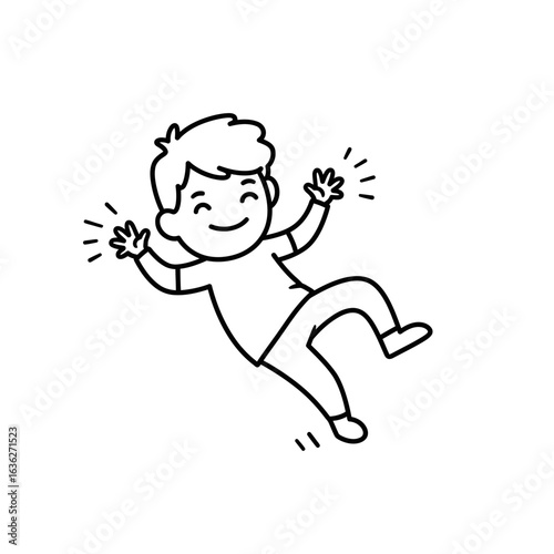 Joyful Child Falling Through Air with Excitement.