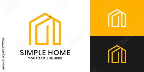 Minimalist house logo design, house line icon for real estate