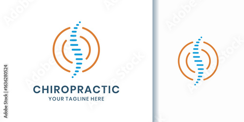 Chiropractic logo design with abstract spine, modern health and wellness icon