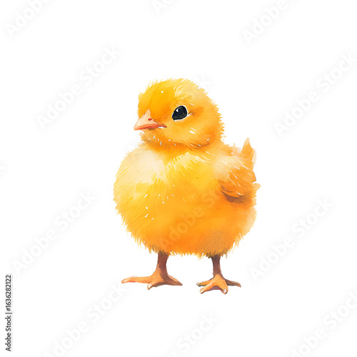 Adorable Yellow Chick Standing on Ground - Cute and Charming Animal Photography