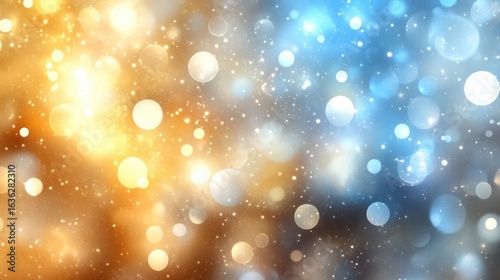 Glowing Bokeh Backgrounds With Golden And Blue Hues. Abstract Bokeh Design