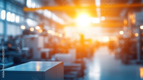 Wallpaper Mural Industrial Workshop Interior, Factory Setting With Equipment and Warm Lighting, Blurred Background for Design. Torontodigital.ca