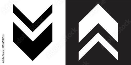 Down Up Arrow Icon. Down Up arrow icon vector in trendy flat style. Down Up arrow icon image, Down Up arrow icon illustration isolated on white and black background