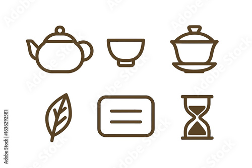 Traditional tea ceremony elements including teapot, bowl, and hourglass symbolizing cultural practices and mindfulness