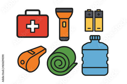 Emergency preparation kit with essential tools for outdoor activities