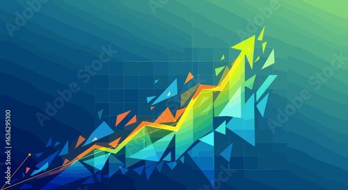 Ascending Arrow Breaking Through Barriers: A Dynamic Visual Metaphor for Success and Growth