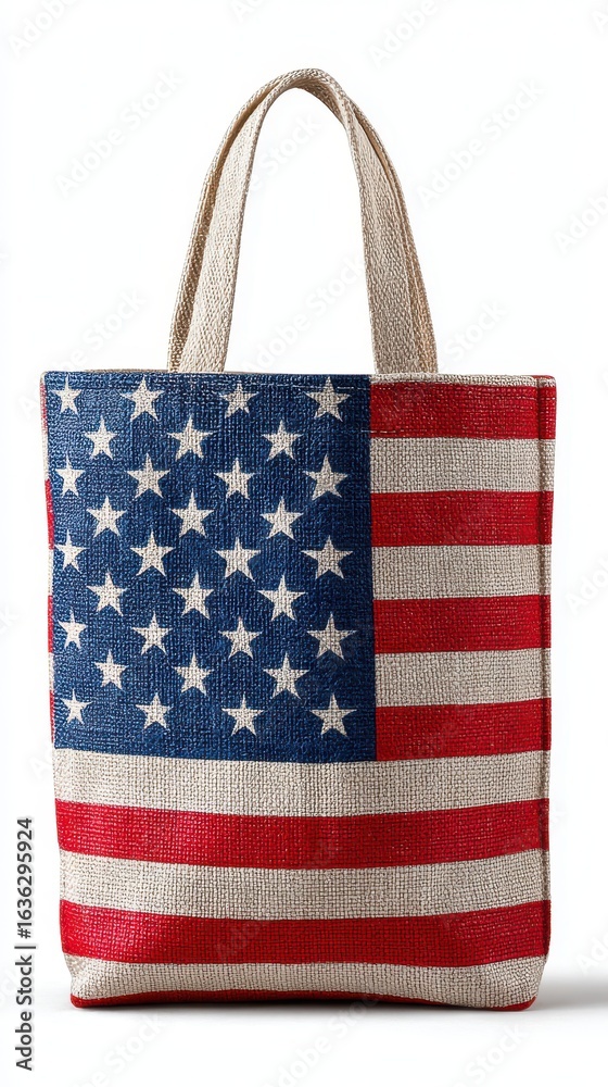 Obraz premium Tote bag with American flag design, perfect for patriotic events and daily use at home or on the go