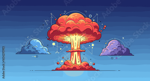Envisioning a post-apocalyptic landscape a conceptual art piece of a massive nuclear explosion