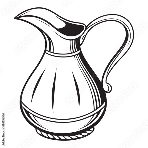 Elegant pitcher illustration isolated on white background, featuring a classic design with smooth curves and a graceful spout