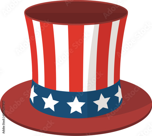 Uncle Sam Hat Vector – American Patriotic Top Hat with Stars and Stripes