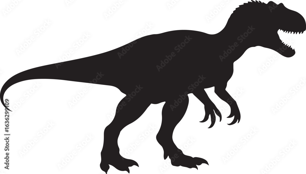 Naklejka premium Majestic allosaurus dinosaur silhouette in dynamic pose
