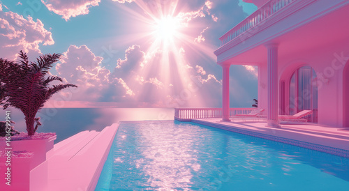 Heavenly Fantasy Villa Pool with Stunning Architecture and Dreamlike Weather
