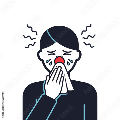 Illustration of a person with flu symptoms