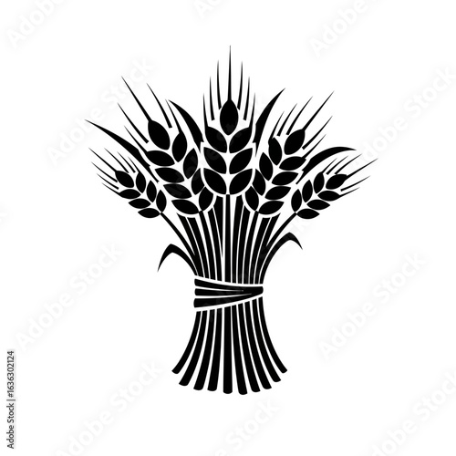Illustration of a sheaf of wheat isolated on white background, representing harvest