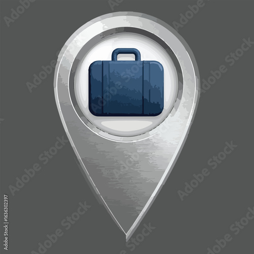 Black suitcase travel icon button for web design