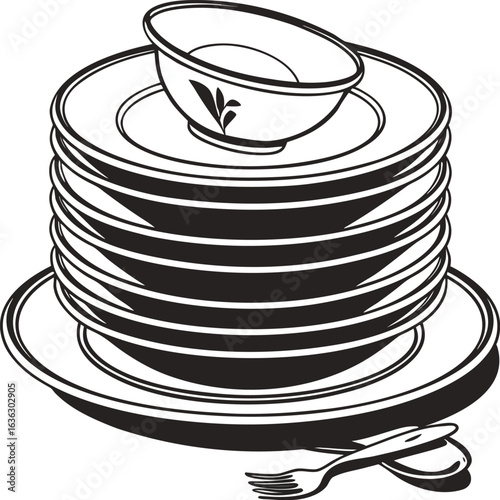 Kitchen Crockery Stack