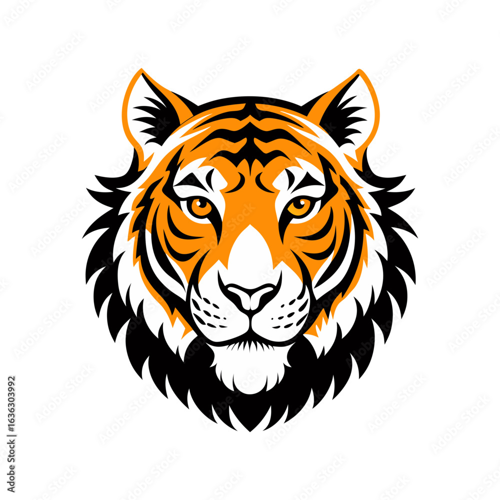 Obraz premium tiger head silhouette vector art illustration